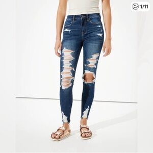 American Eagle Outfitters Distressed Blue Jeggings